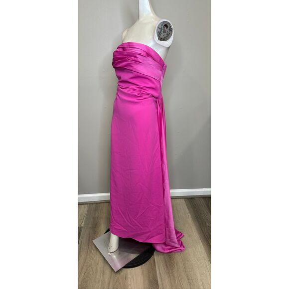 Halston Brigette Crêpe Strapless Gown In Hibiscus US 6 $645 - Picture 6 of 9